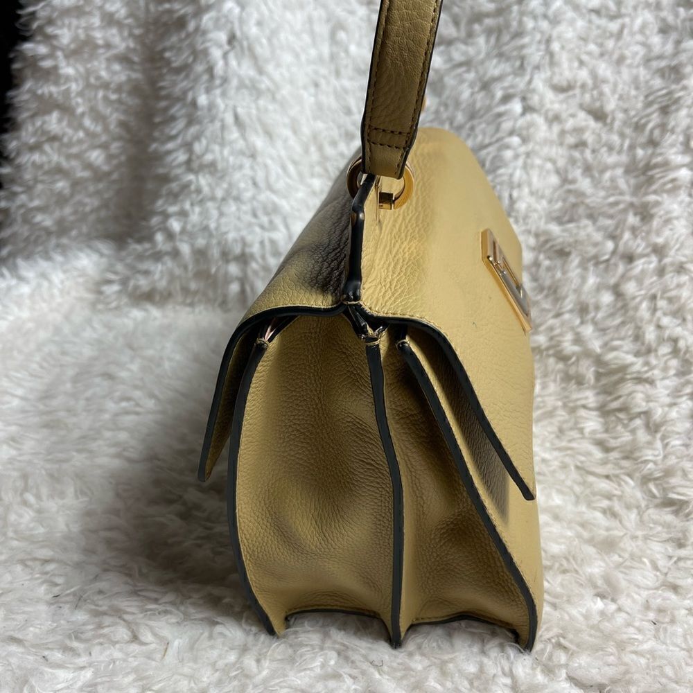 LUANA Italy  khaki leather Satchel gold & silver tone logo . - Picture 6 of 13